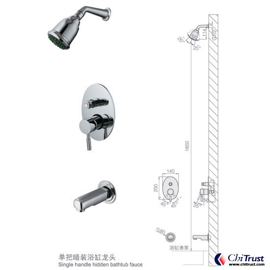 Single handle hidden shower faucet CT-FS-13822